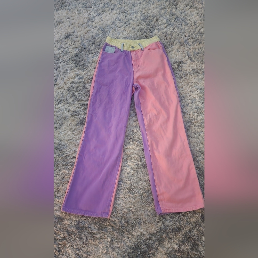Floral Pink and Purple Retro Jeans